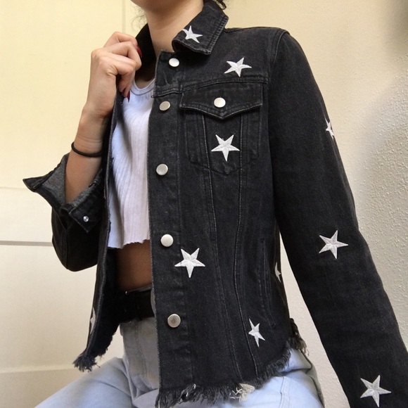 denim jacket stars black